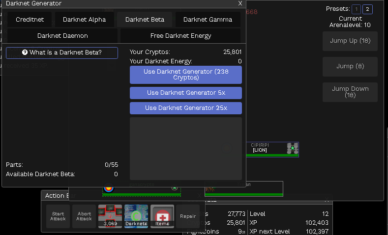 Desbloqueo de Darknets en Clickfight a nivel 12